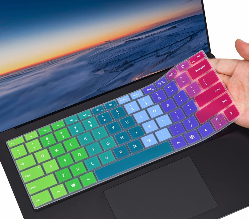 CaseBuy Colorful Keyboard Cover for 2023-2019 Microsoft Surface Laptop 6/5 / 4/3 Gen13.5 & 15", Surface Book 3 13 & 15" Keyboard Protector(Not Fit Surface Laptop 7 2024 2025), Rainbow - Image 1
